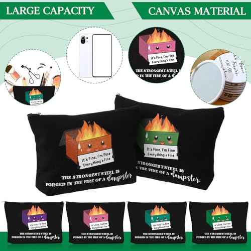 Reginary 12 Pcs Dumpster Fire Makeup Bags Funny Gifts Employee Appreciation Cosmetic Bag Gifts for Christmas Coworker Staff Team