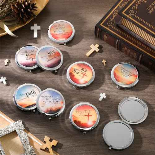 36 Pcs Christian Compact Mirrors Gifts for Women Bulk Religious Pocket Mirror with Bible Verse Inspirational Scripture Quote Church Gifts for Ladies Church Congregation Group Party Favors