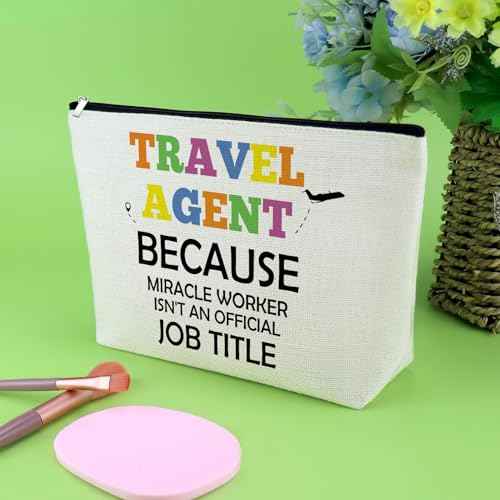 Travel Agent Gifts for Women Travel Planner Makeup Bag Appreciation Gift for New Retiring Agent Vacation Cosmetic Bag Christmas Birthday Presents for Traveler Coworker Friend Planner Zipper Pouch