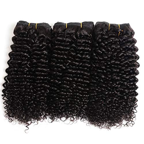 Brazilian Curly Bundles Human Hair Virgin Hair Kinky Curly 100% Unprocessed Remy Virgin Cheap Human Hair Weave Extensions Natural Black Human Hair Weave(Kinky Curly, 14 14 14)