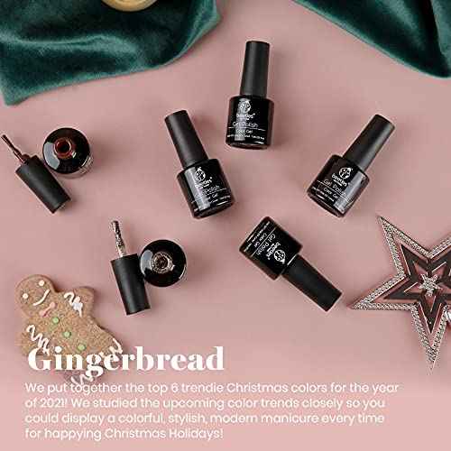 Beetles Winter Gel Nail Polish - 6 Colors Burgundy Red Brown Champagne Gold Brown Gel Polish, Soak off Uv Lamp Nail Manicure Kit DIY Gifts for Women