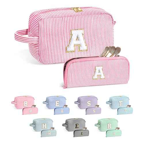 YOOLIFE Gifts for Teen Girls - Personalized Initial Makeup Bag, Birthday Gifts for Women Sister Friend Daughter Girls Kids