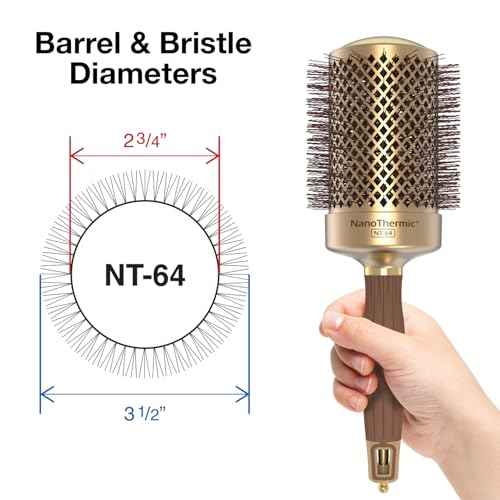 Olivia Garden NanoThermic Ceramic + Ion Round Thermal Hair Brush - Not Electrical - Professional Blowout Brush for Normal to Thick Hair