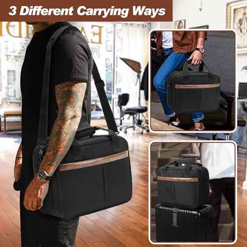 Yarwo Tattoo Kit Travel Bag, Double-layer Tattoo Supplies Carrying Case for Transfer Stencil Printer, Professional Ink Organizer for 24 Bottles, Guns, Equipment and IPAD, Black (PATENT DESIGN)