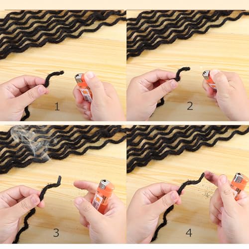 Curly Wave Loc Extensions Human Hair 0.4cm&0.6cm width 6-18 inch 10,30 strands 100% human hair locs extensions for men women Handmade Permanent Dread Extensions0.6cm 10inch 30strands