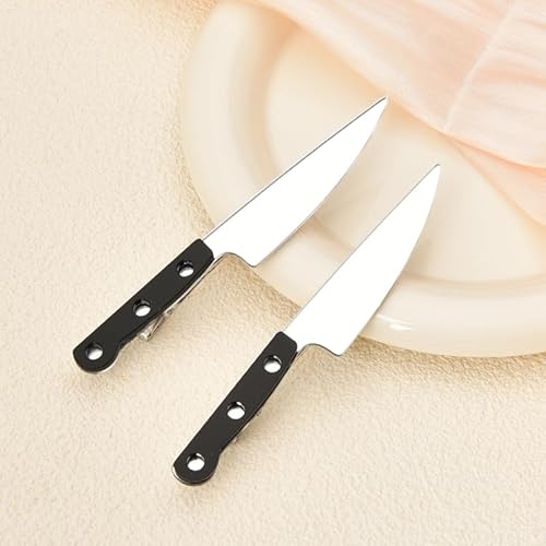 Knife Hair Clip Halloween Mini Hair Clips Gothic Punk Hair Accessories for Women Girls Knife Shaped Hair Clip Creative Hip Hop Tableware Knife Hair Pin 2 Pack Hair Clips for Halloween Cosplay Party
