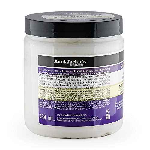 Aunt Jackie's Grapeseed Style and Shine Recipes Rescued Thirst Quenching Hair Recovery Conditioner Repair Treatment, Seals in Moisture, 15 oz
