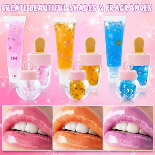 DIY Lip Gloss Making Kit 74 PCS, Purple Kids Lip Gloss Supplies Set Beginner, Fun Craft Set Moisturizing Base, Birthday Gift for Girls, Kids, Teenagers, Women