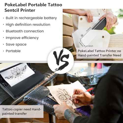 Wireless Tattoo Stencil Printer, Thermal Tattoo Printer Machine with 10Pcs Transfer Paper, Tattoo Printer for Skin Compatible with iPad Smartphone PC, Tattoo Transfer Printer
