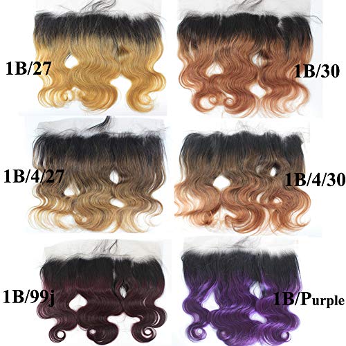 10A Brazilian Hair 13X4 Ear To Ear Full Lace Frontals Closure Hair Pieces Natural Hairline 20 Inch 1B/27 Blonde Ombre Soft Remy Human Hair Body Wave Lace Frontals Pre Plucked