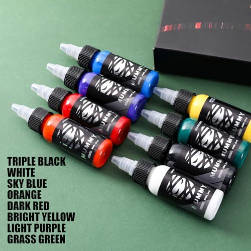 Mummy Primary Tattoo Ink Set 1 oz (30ml) 8 Colors Tattoo Pigment Kit Ink for Tattoo Supply