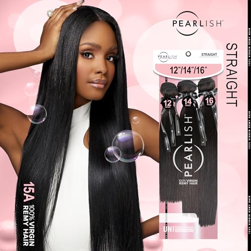 Sensationnel Pearlish multi bundle - straight deep pearl conditioned 15a soft remy beauty supply sew in or glue on human hair layered lengths (10 12 14 inch, NATURAL)
