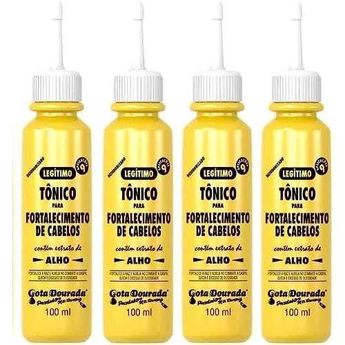Gota Dourada Extraordinario Tonico para Fortalecimento de cabelos (hair tonic with garlic extract) Pack of 04, 100ml