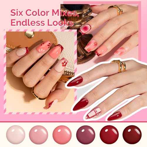 MelodySusie Sweet-Scent Plant-Based 6 Colors Gel Nail Polishes, Crimberry Spark, Unique 16.5ml Tilt-and-Stand Bottle for Easy Gel Access, TPO & HEMA Free, Gift Box with Mauve Plum Cherry Burgundy Red