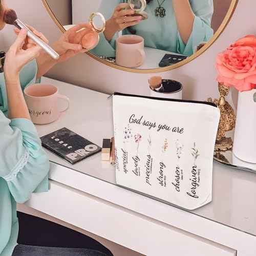 Degpum Christian Floral Makeup Bag Pouch,Christian Gifts For Women Girl,Christian Gift Bags,Bible Verse Gifts,Inspirational Gifts For Women Girls,Bible Verse Cosmetic Bag
