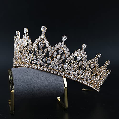 QXMYOO Luxury Large Bridal Tiaras for Wedding 5A Level Cubic Zirconia Sweet 16 Quinceanera CZ Pageant Princess Queen Crowns Bride Headpiece Hair Accessories HB076