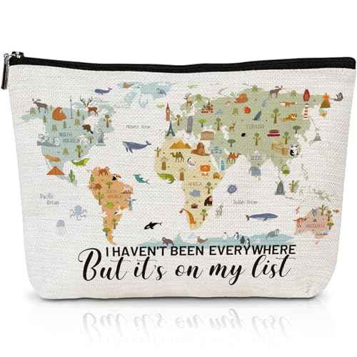 Travel Gifts for Women - Travel Makeup Bag, Traveler Gifts Accessories, Travel Must Have Essentials, I Haven't Been Everywhere But It's on My List Cosmetic Bag for Birthday Christmas Gift