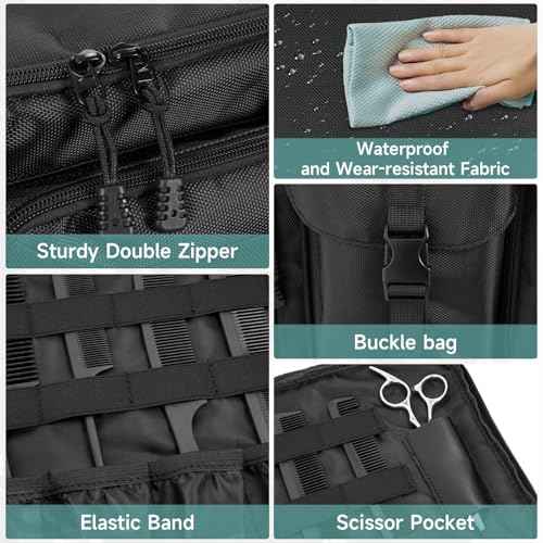 Barber Hairdresser Bag Supplies Bag with Adjustable Dividers, Barber Tools Storage Hair Clipper Case Organizer for Scissors Clippers Trimmers & Haircut Kits, Barber Travel Case