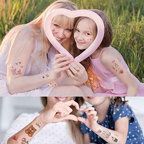 Glitter Valentines Day Tattoos Temporary Small Pack Body Decorations 14 Sheets for Kids and Adults, Love Heart Tattoos for Birthday Party, Valentines, Wedding, Gift Exchange, School Rewards