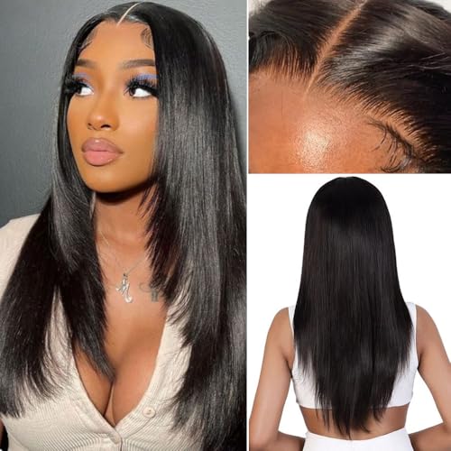 Lace Front Wigs Human Hair 13x4 Straight Lace Front Wigs HD Transparent 200% Density Glueless Wigs For Black Women Pre Plucked With Baby Hair 22inch