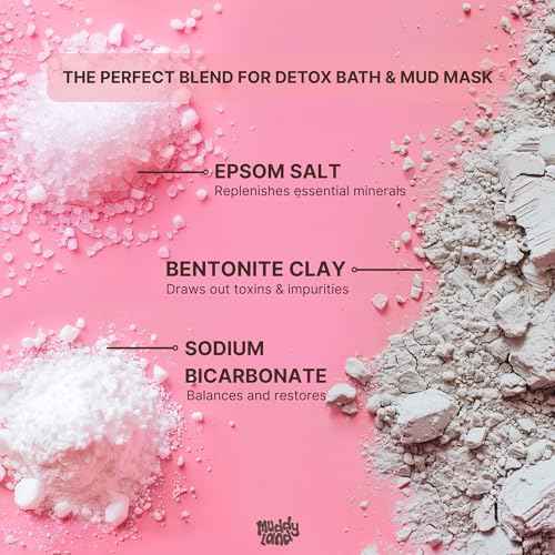 Bentonite Clay Detox Bath Soak Powder & Full Body Mud Mask ? Mineral-Rich Clay with Epsom Salt for Adults & Kids ? Heavy Metal Detox Bath ? Mud Magnet by Muddyland