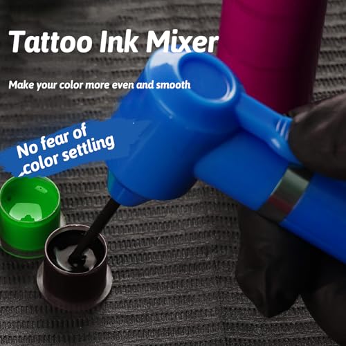 Ink Mixer Tattoo - CINRA Pigment Mixer Machine with 100Pcs Mixing Sticks and 10 Pairs Gloves Eyebrow Color Makeup Tattoo Ink Mixer Pigment Electric Agitator Machine for Tattoo Supplies