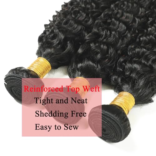 Water Wave Bundles with Closure Human Hair Wet and Wavy 100% Unprocessed Virgin Hair Bundles 16 18 20 inch Human Hair Bundles with Closure 14 inch 5x5 Lace Closure Free Part