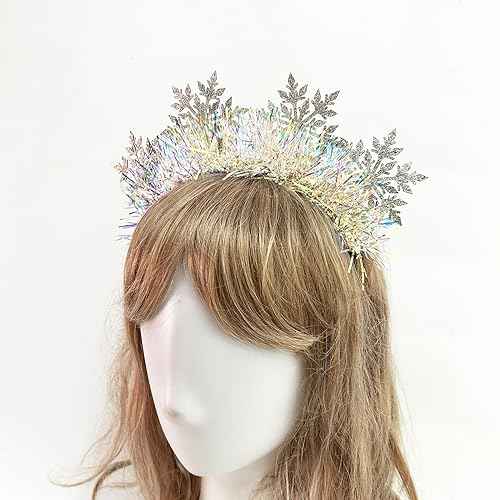 Soochat Snowflake Head Boppers Headband Glitter Christmas Snowflake Headband for Christmas Party Accessory (9.1 x 7.9 inch)
