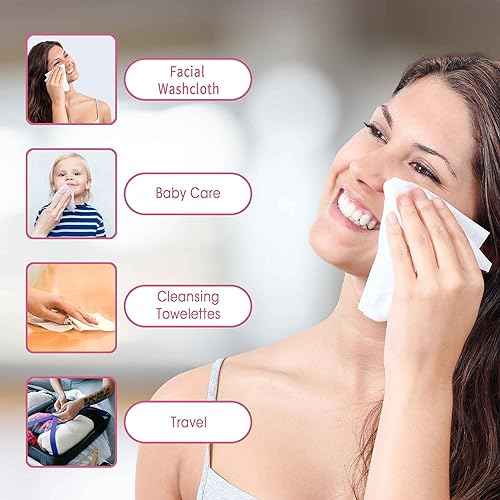 Disposable Face Towels, Extra Thick, 40 Count, Natural, Skin Cleansing Wipes