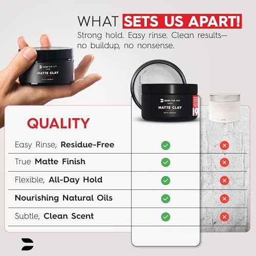 Hair Clay for Men ? Matte Finish | Medium Hold, Adds Volume & Texture | Clean Ingredients, Non-Greasy & Easy to Wash Out | Barber-Grade Men¡¯s Styling Clay | Made in the USA ? 2oz