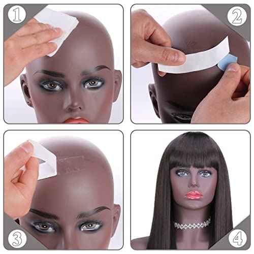 48 Piece Wig Tape for Lace Front Wigs Tape Strips in Extension Double-Sided Waterproof Lace Wigs Adhesive Strong Hold Clear Wig Tape for Wigs Toupees Hairpiece and Hair Extension (White)