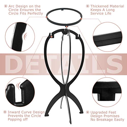 Dreamlover Wig Stand, Wig Head Stand, Wig Holder for Multiple Wigs, Black, 3 Pack