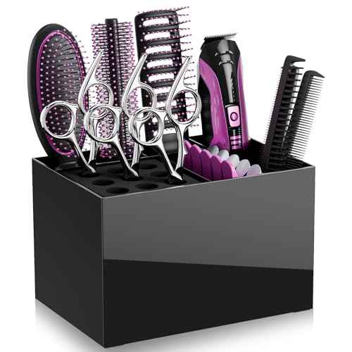 Noverlife Hair Salon Scissor Holder Box, Shear Holder for Stylist, Professional Hairdressing Scissors Rack Barber Organizer Box for Storage Combs Clips Brushes Holder, Barber Supplies Shear Case