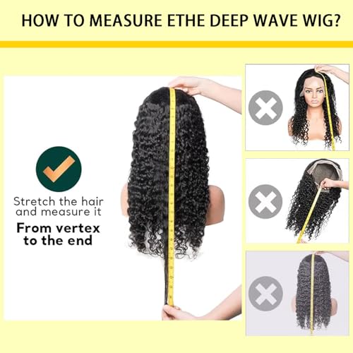 22 Inch Deep Wave Lace Front Wigs Human Hair 13x6 HD Lace Frontal Wigs Glueless Curly Lace Front Wig Pre Plcked Deep Wave Wigs with Baby Hair 200% Density Curly Human Hair Wigs for Women Natural Color