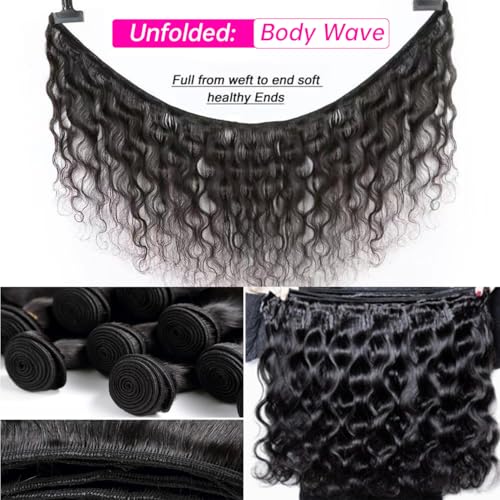 12A Human Hair Bundle 22 22 22 Inch Body Wave Bundles Human Hair 100% Unprocessed Brazilian Virgin Quick Weave 3 Bundles Real Natural Black Wavy Human Hair Extensions