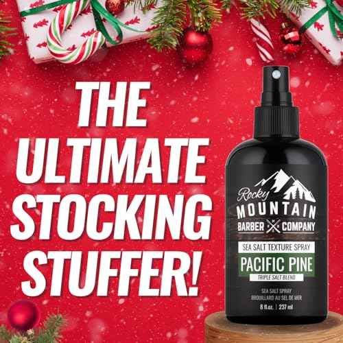 Rocky Mountain Barber Company Sea Salt Spray for Men - Adds Volume, Texture and Light Hold for All Hair Types - Triple Salt Blend - 8 oz