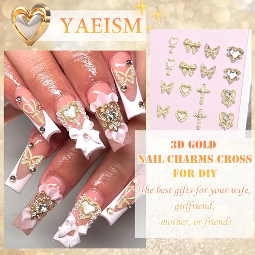 105PCS Y2K Nail Charms 3D Silver Gold Nail Charms Shiny Butterfly Charms for Women Nail Art