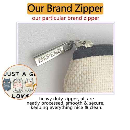 Cat Themed Makeup Bags for Women & Girls - Cute Travel Cosmetic Bags with Zipper Pouch - Funny Cat Mom Gifts for Birthday & Christmas