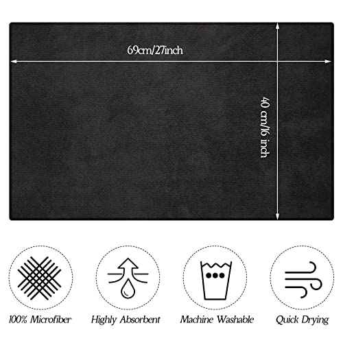 26 Pack Salon Towel Bulk Black Microfiber Hair Drying Towels Bleach Proof Microfiber Lint Free Absorbent Hand Towels Set for Home Hotel Bath Salon Spa Gym, 16 x 27 Inches