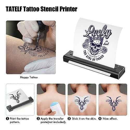 TATELF Tattoo Stencil Printer for tattooing with 15pcs Transfer Paper Portable Tattoo Transfer Stencil Thermal Machine Wireless