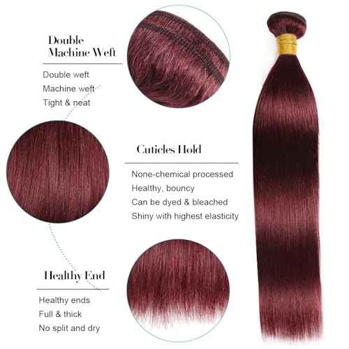 99J Human Hair Bundles Burgundy Straight 3 Bundles 14 16 18 inch Brazilian Burgundy Red Straight Bundle Unprocessed Virgin Hair Extensions