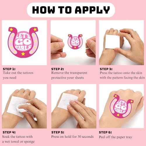 Cowgirl Temporary Tattoos for Kids Party Supplies - 50PCS Western Cowgirl Temporary Tattoos for Girls Birthday Party Favors Goodie Bag Fillers
