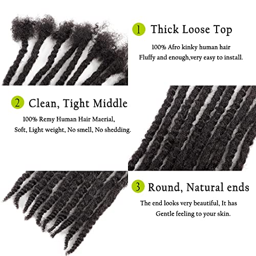 Orientfashion Textured Loc Extensions Human Hair,8-16inch 0.4cm 0.6cm And 0.8cm Human Hair Curly Ends Handmade Permanent Locs Extensions Can Be Dyed Bleached Curled and Twisted With Free Gifts (8inch