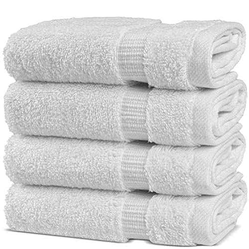 Chakir Turkish Linens | Hotel & Spa Quality 100% Cotton Premium Turkish Towels | Soft & Absorbent (4-Piece Washcloths, White)