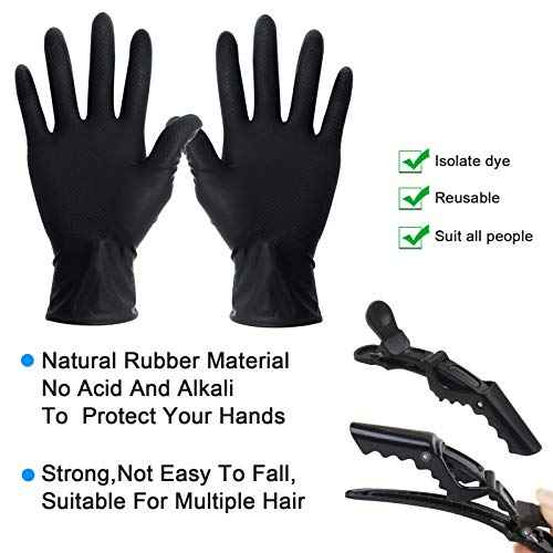15 Pcs Hair Dye Coloring Kit, Hair Coloring Dyeing Bleaching DIY Salon Tool, Hair Tinting Bowl/Dye Brush/Mixing Spoon/Ear Cover/Gloves/Tint Comb Hair Dye Kit (Black)