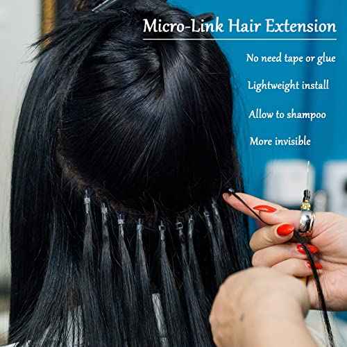 NIACONN 1000pcs 5 mm Tinsel Hair Extensions Beads, Silicone Lined Ring Micro Link I-tip Beads for Hair Extension - Black