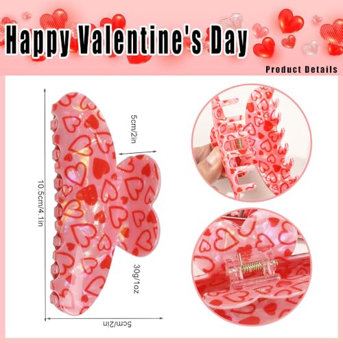 Heart Hair Claw Clips Red Heart Laser Design Hair Clips Holiday Hair Accessories Large No-Slips Hair Jaw Clips Hair Barrette for Hairstyling Women Wedding Party Hair Decoration