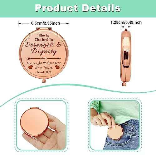 Inspirational Christian Gifts Compact Makeup Mirror Bible Verses Gift for Her Religious Present for Granddaughter Baptism Present for Women Folding Makeup Mirror Birthday Graduation