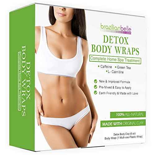 Brazilian Belle Detox Clay Body Wraps for Body Firming & Skin Tightening ? Anti-Cellulite Stomach Wraps with Bentonite Clay & Aloe Vera ? Complete Firming Cream Skincare Kit with up to 12 Applications