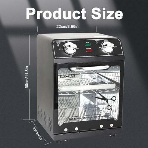 Nail Tool Sterilizer with Timer 8L Multifunctional High Temperature Dry Box Stainless Steel with 1 Stainless Tray for Nail Tools, Tweezers, Other Metal Equipment